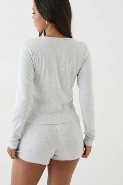 DSGN Studio Haut À Manches Longues Boutonné En Maille Pointelle<Femme Dsgn Studio|Pyjamas