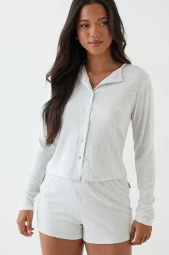 DSGN Studio Haut À Manches Longues Boutonné En Maille Pointelle<Femme Dsgn Studio|Pyjamas