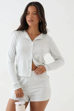 DSGN Studio Haut À Manches Longues Boutonné En Maille Pointelle<Femme Dsgn Studio|Pyjamas