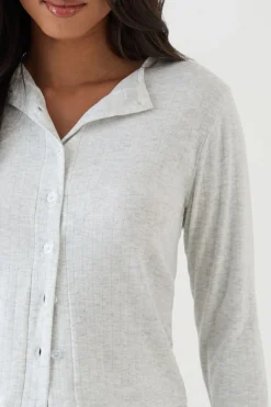DSGN Studio Haut À Manches Longues Boutonné En Maille Pointelle<Femme Dsgn Studio|Pyjamas