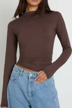 boohoo Haut À Manches Longues Col Rond Ajusté Effet Seconde Peau Tall<Femme Tops