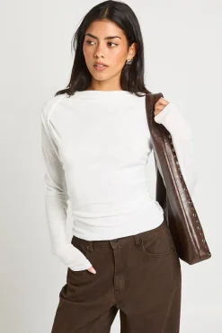 boohoo Haut à Manches Longues Col Slash en Pelure d'Oignon<Femme Tops D’Automne|Tops