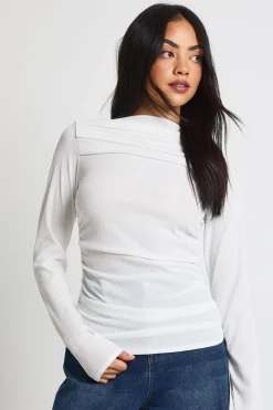 boohoo Haut à manches longues côtelé avec devant drapé<Femme Tops
