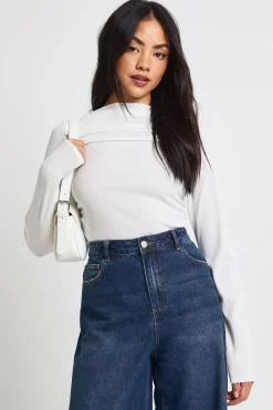 boohoo Haut à manches longues côtelé avec devant drapé<Femme Tops