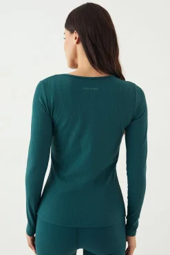 DSGN Studio Haut à Manches Longues Côtelé Ultra Sculptant avec Boutonnage<Femme Vêtements De Sport|Dsgn Studio