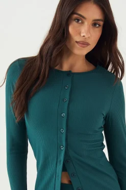 DSGN Studio Haut à Manches Longues Côtelé Ultra Sculptant avec Boutonnage<Femme Vêtements De Sport|Dsgn Studio