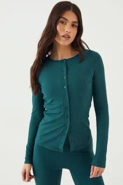 DSGN Studio Haut à Manches Longues Côtelé Ultra Sculptant avec Boutonnage<Femme Vêtements De Sport|Dsgn Studio