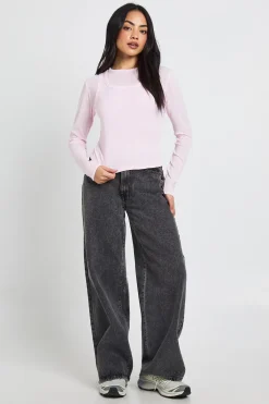 boohoo Haut à Manches Longues Double Couche Transparent Style Racer<Femme Tops