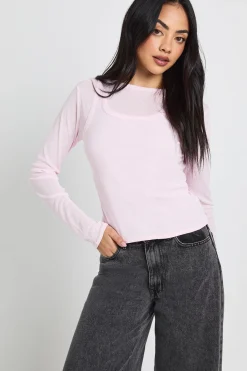 boohoo Haut à Manches Longues Double Couche Transparent Style Racer<Femme Tops