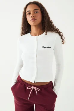 Haut à Manches Longues DSGN Studio Côtelé avec Broderie Script et Boutonnage