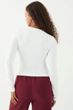 Haut à Manches Longues DSGN Studio Côtelé avec Broderie Script et Boutonnage