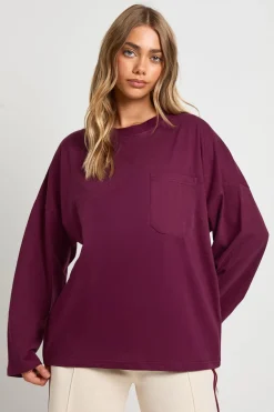boohoo Haut à Manches Longues en Coton avec Poche Frontale<Femme Tops
