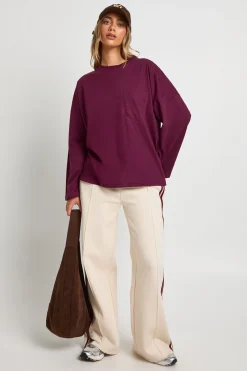 boohoo Haut à Manches Longues en Coton avec Poche Frontale<Femme Tops