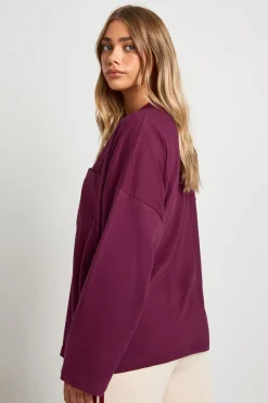 boohoo Haut à Manches Longues en Coton avec Poche Frontale<Femme Tops