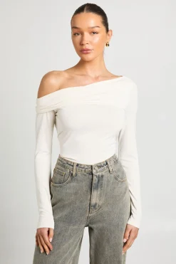boohoo Haut À Manches Longues En Cupro Avec Détail Torsadé Sur Le Devant<Femme Tops