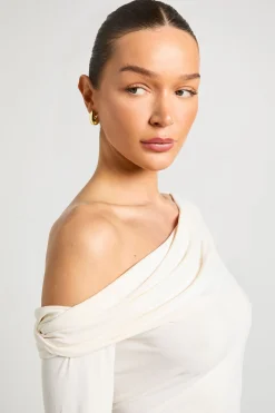 boohoo Haut À Manches Longues En Cupro Avec Détail Torsadé Sur Le Devant<Femme Tops