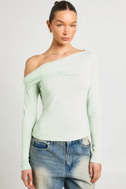 boohoo Haut À Manches Longues En Cupro Avec Détail Torsadé Devant<Femme Tops