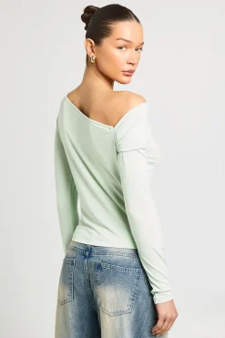 boohoo Haut À Manches Longues En Cupro Avec Détail Torsadé Devant<Femme Tops
