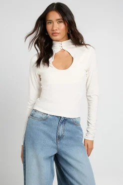 boohoo Haut À Manches Longues En Cupro Avec Découpe Goutte D'eau Et Détail Boutonné<Femme Tops