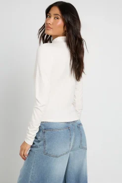 boohoo Haut À Manches Longues En Cupro Avec Découpe Goutte D'eau Et Détail Boutonné<Femme Tops