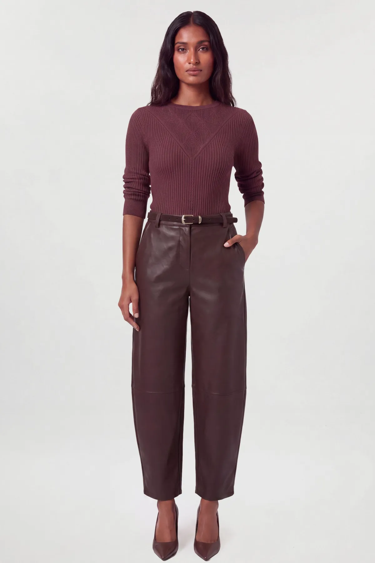 KarenMillen Haut À Manches Longues En Maille Pointelle À Panneaux<Femme Pulls Et Gilets|Toutes Les Mailles