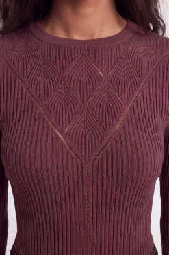 KarenMillen Haut À Manches Longues En Maille Pointelle À Panneaux<Femme Pulls Et Gilets|Toutes Les Mailles