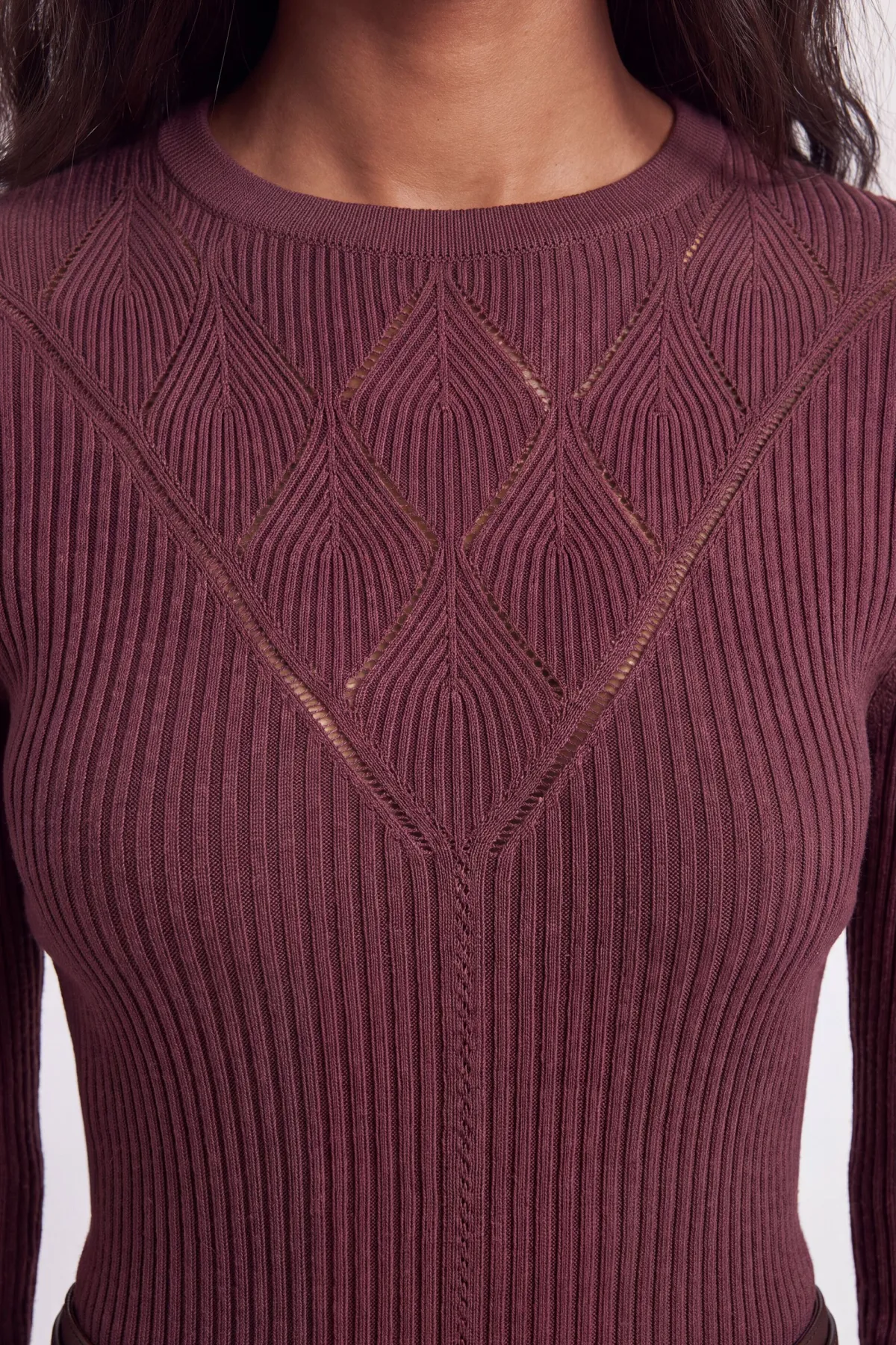 KarenMillen Haut À Manches Longues En Maille Pointelle À Panneaux<Femme Pulls Et Gilets|Toutes Les Mailles