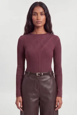 KarenMillen Haut À Manches Longues En Maille Pointelle À Panneaux<Femme Pulls Et Gilets|Toutes Les Mailles