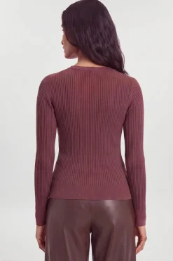 KarenMillen Haut À Manches Longues En Maille Pointelle À Panneaux<Femme Pulls Et Gilets|Toutes Les Mailles
