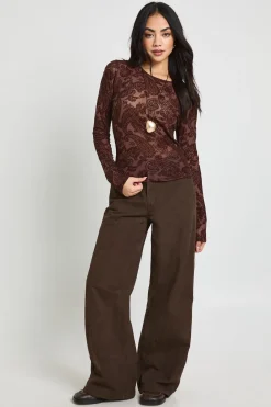 Haut à Manches Longues en Maille avec Imprimé Cachemire Floqué