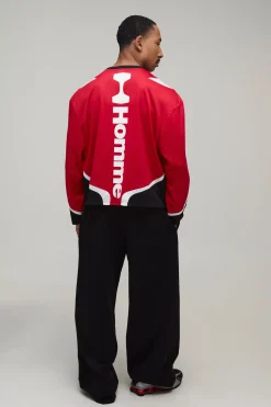 boohooMAN Haut À Manches Longues En Mesh Moto Homme Coupe Ample Oversize<Homme T-Shirts