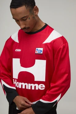 boohooMAN Haut À Manches Longues En Mesh Moto Homme Coupe Ample Oversize<Homme T-Shirts