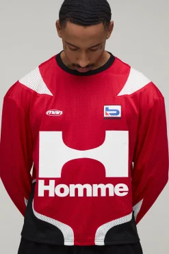 boohooMAN Haut À Manches Longues En Mesh Moto Homme Coupe Ample Oversize<Homme T-Shirts