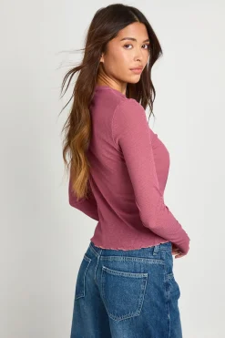 boohoo Haut à manches longues en mesh texturé côtelé<Femme Tops