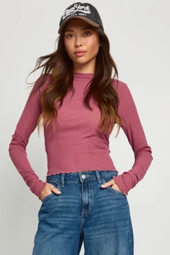 boohoo Haut à manches longues en mesh texturé côtelé<Femme Tops