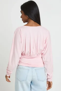 Haut À Manches Longues En Modal Avec Taille Cintrée Froncée Et Décolleté En V