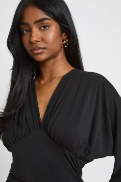 boohoo Haut À Manches Longues En Modal Avec Taille Froncée Et Col En V<Femme Tops