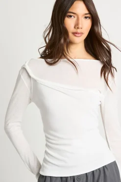 Haut À Manches Longues En Tissu Transparent Texturé Avec Détails Superposés