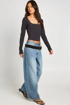 boohoo Haut À Manches Longues Et Encolure Carrée Seconde Peau Tall<Femme Tops