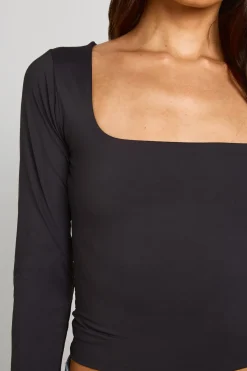 boohoo Haut À Manches Longues Et Encolure Carrée Seconde Peau Tall<Femme Tops
