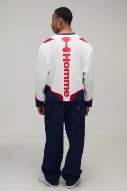 Haut À Manches Longues Homme Oversize Ample En Mesh Moto
