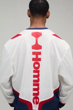 Haut À Manches Longues Homme Oversize Ample En Mesh Moto