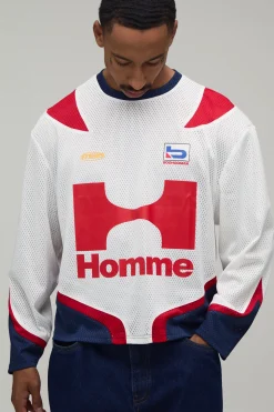 Haut À Manches Longues Homme Oversize Ample En Mesh Moto