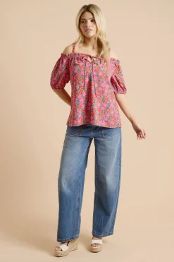 Dorothy Perkins Haut À Manches Longues À Imprimé Floral Avec Nœud Devant Et Épaules Dénudées<Femme Tops