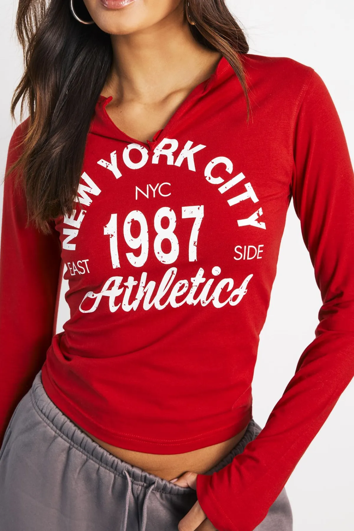 boohoo Haut À Manches Longues Imprimé New York Avec Encolure Crantée<Femme Tops