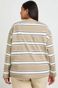 boohoo Haut À Manches Longues Oversize À Rayures Plus<Femme Tops