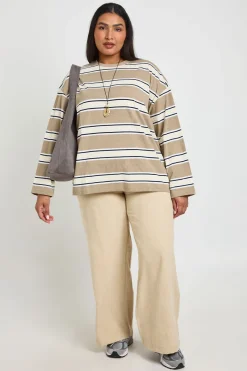 boohoo Haut À Manches Longues Oversize À Rayures Plus<Femme Tops