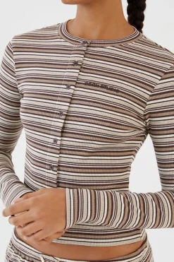 DSGN Studio Haut À Manches Longues À Rayures Avec Boutonnage Intégral<Femme Dsgn Studio|Athleisure