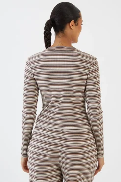DSGN Studio Haut À Manches Longues À Rayures Avec Boutonnage Intégral<Femme Dsgn Studio|Athleisure