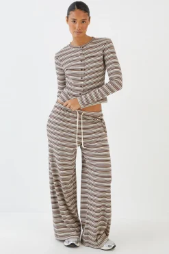 DSGN Studio Haut À Manches Longues À Rayures Avec Boutonnage Intégral<Femme Dsgn Studio|Athleisure